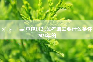 宜春中控证怎么考取需要什么条件2024年的